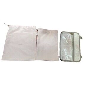 Stephanie Johnson Travel Set 3pc Pink Drawstring Pouch Makeup Bag Soft Coquette